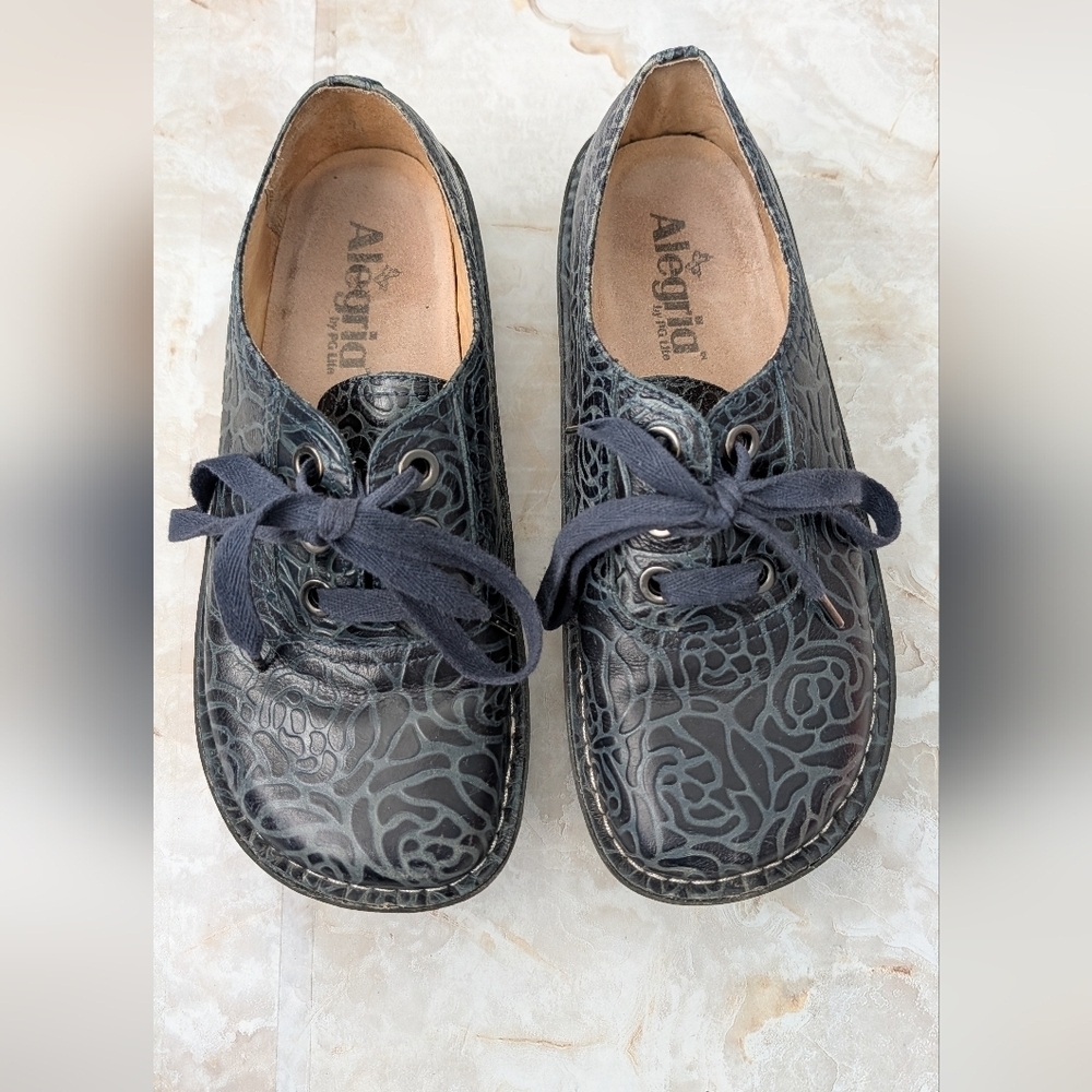 Alegria Women's Floral-Pattern Leather Shoes Sz 37